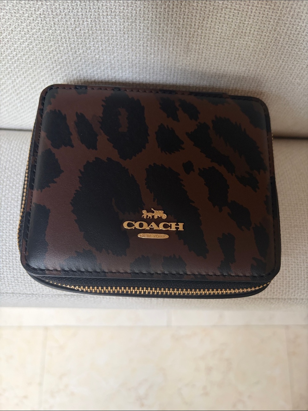 Coach Black Signature Square Zip Toiletry Case